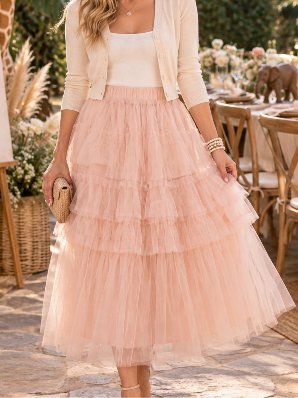 Chicwish Love Me More Blush Pink Layered Tulle Midi Maxi Skirt XS/S Coquette